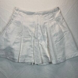 J.Crew White Linen Cotton Pleated Mini Skirt Sz 4 Academia Tennis Preppy School